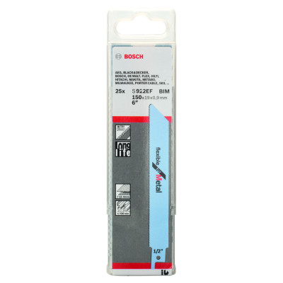 25 Lames scie sabre BIM Flexible Métal 150 mm S922EF