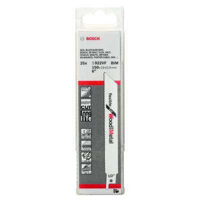 25 Lames scie sabre BIM Flexible Bois & Métal 150 mm S922VF