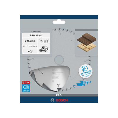 Lame scie Circulaire Sans-fil PRO Bois 165 x15,875 x1,5 mm 12D