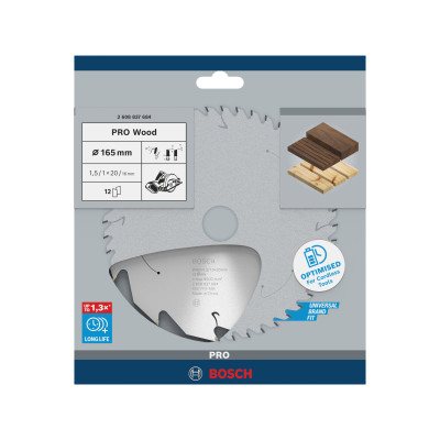 Lame scie Circulaire Sans-fil PRO Bois 165 x20 x1,5 mm 12D