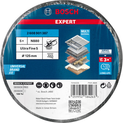 Disque en non-tissé EXPERT N880 pour ponceuses excentriques 128 mm, Fin