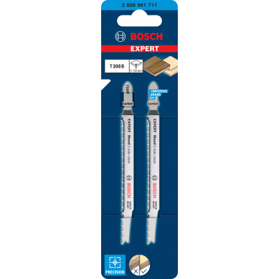 2 Lames scie sauteuse EXPERT HCS Sans éclat Bois 117 mm T308B