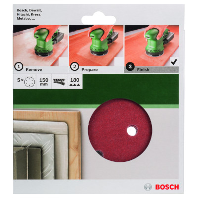 ABR. EXCENTRIQUES auto-agrippant 150/G180/6TROUS grain 180 x5