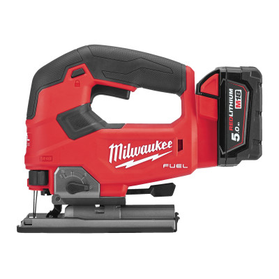 M18 FJS-502X - Scie sauteuse FUEL poignée champignon 18V, 5Ah - HD Box, 2 batteries Red Li-Ion 18V 5.0Ah, chargeur rapide M12-18