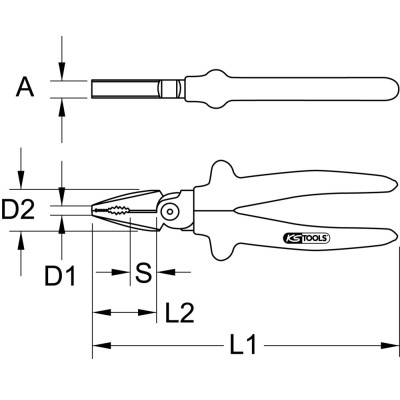Pince Universelle Isolée Gainée, L.185 mm