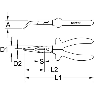 Pince À Bec Demi-Rond Coudé 45° Standard, L. 165 mm