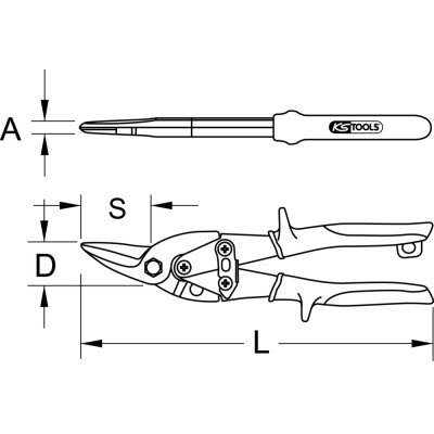 Cisaille À Tôle, Coupe À Droite, Ø1,2 mm - L.280 mm