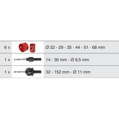 Coffret De 6 Scies Cloches, Ø22 À 68 mm