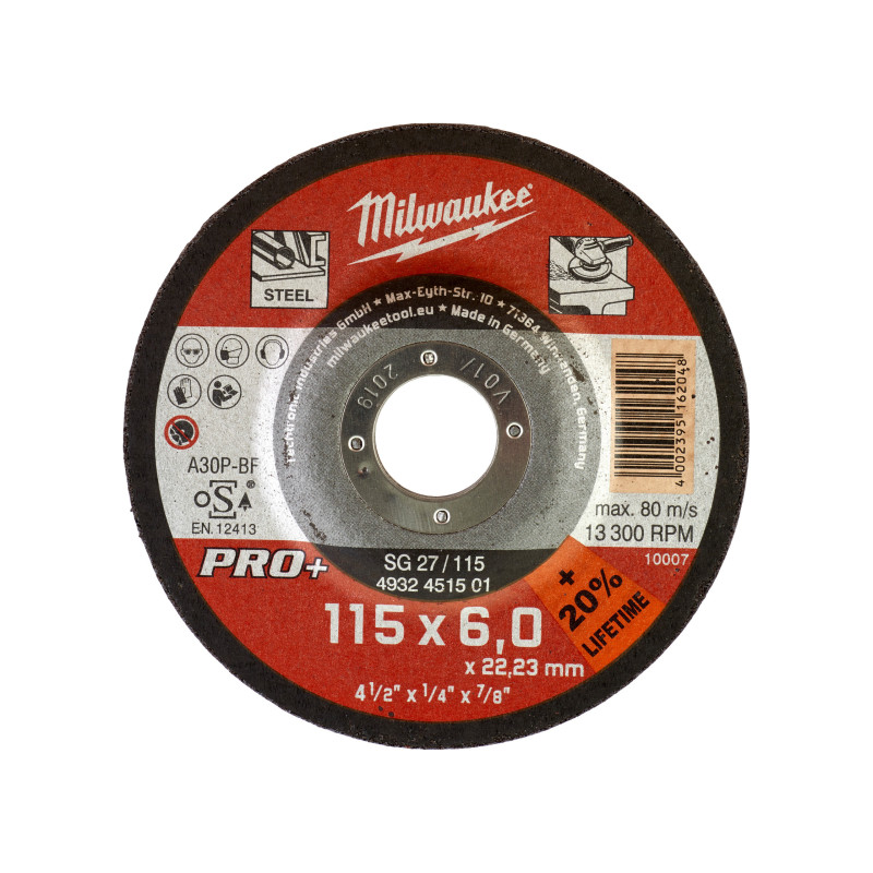 Disque À Meuler 115 Épaisseur 6 mm Pro+ 1Pc-Milwaukee Consommable