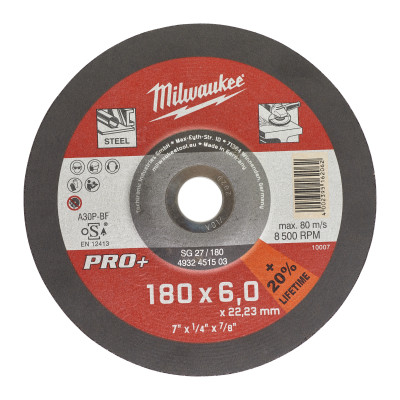 Disque À Meuler 180 Épaisseur 6 mm Pro+ 1Pc-Milwaukee Consommable