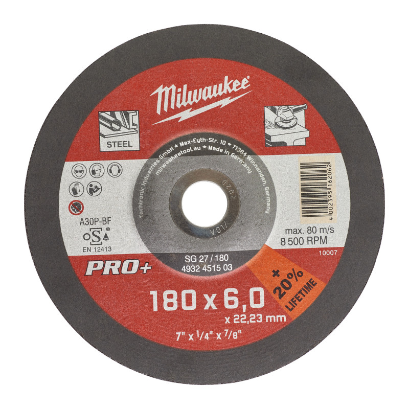 Disque À Meuler 180 Épaisseur 6 mm Pro+ 1Pc-Milwaukee Consommable