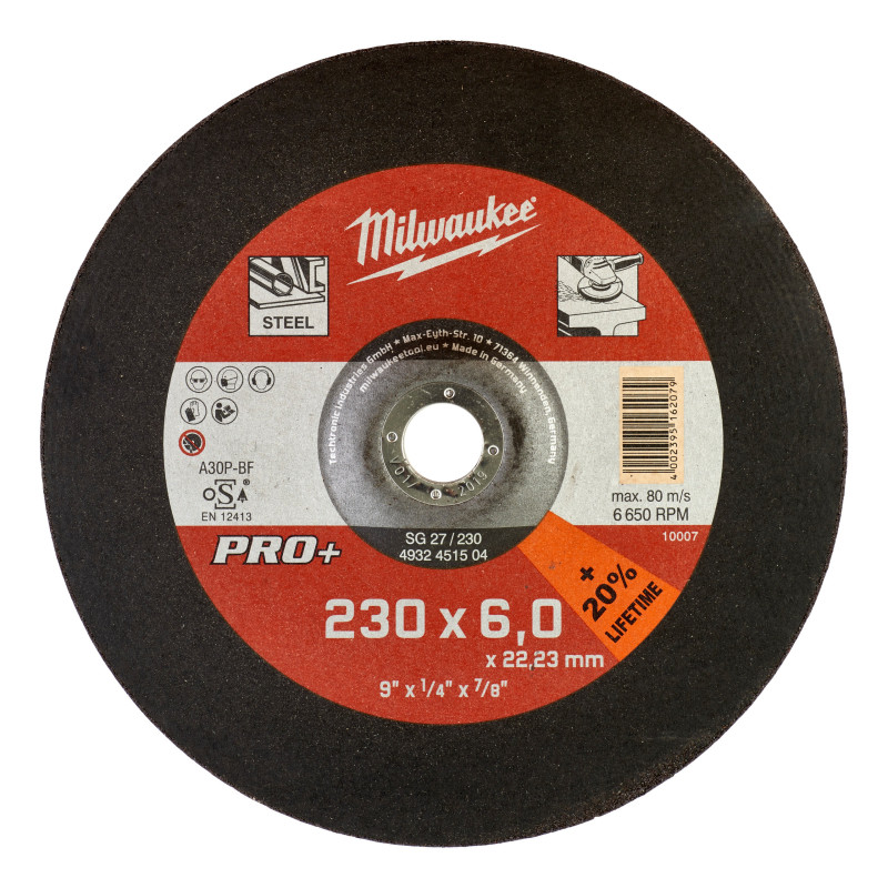 Disque À Meuler 230 Épaisseur 6 mm Pro+ 1Pc-Milwaukee Consommable