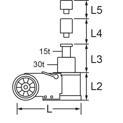 Cric Hydropneumatique 30T/15T Pliable