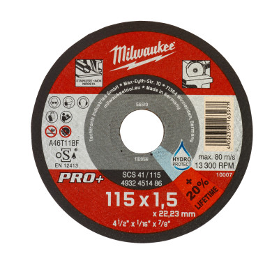 Disque À Tronçonner Pro+ 115Mm Épaisseur1,5 mm Pro+ 1Pc-Milwaukee Consommable