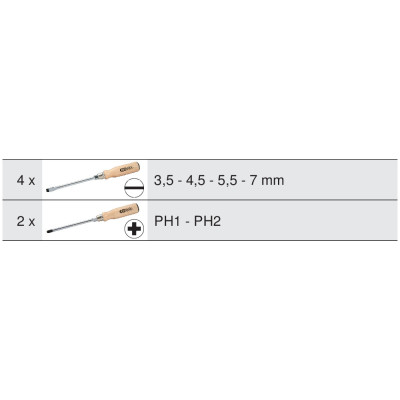 Tournevis Ergotorque® Bois - 6 Pcs