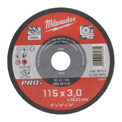 Disque À Tronçonner Pro+ 115Mm Épaisseur 3 mm Droits Pro+ 1Pc-Milwaukee Consomma