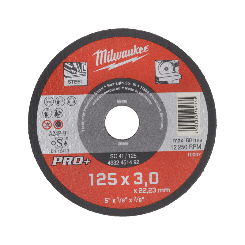 Disque À Tronçonner Pro+ 125Mm Épaisseur 3 mm Droits Pro+ 1Pc-Milwaukee Consomma