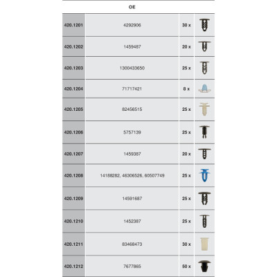 Assortiment D'Agrafes Pour Fiat, 308 Pcs