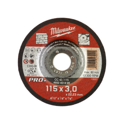 Disque À Tronçonner Pro+ Pierre 115Mm Épaisseur3 mm Pro+ 1Pc-Milwaukee Consommab