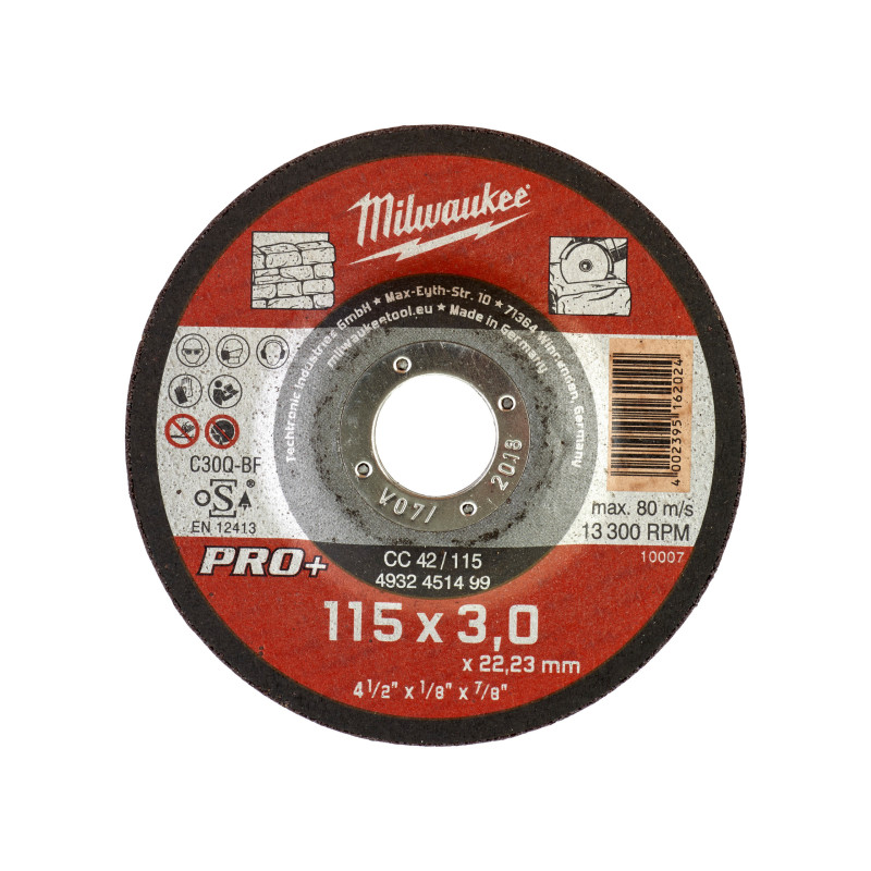 Disque À Tronçonner Pro+ Pierre 115Mm Épaisseur3 mm Pro+ 1Pc-Milwaukee Consommab