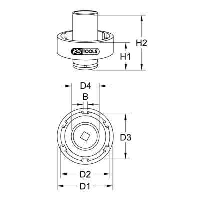 Douille 3/4'' À 6 Ergots Ø 64 mm Avec Tube De Centrage Pour Mercedes