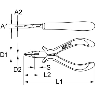 Pince Électronique À Bec Demi-Rond Droit, 130 mm