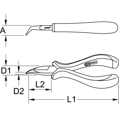 Pince Électronique À Bec Demi-Rond Coudé À 45°, 130 mm