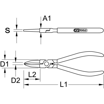 Pince À Circlips Intérieur Droite, 230 mm