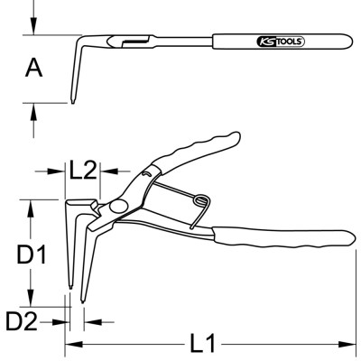 Pince À Circlips Pointes Longues, Coudée À 90°, L. 185 mm