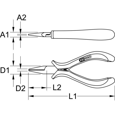 Pince Électronique Plate Droite, 125 mm