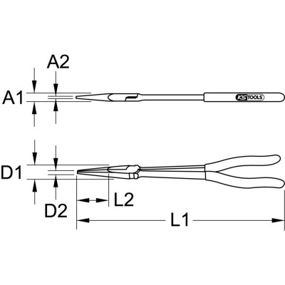 Pince À Bec Demi-Rond Droit, Extra-Longue, L. 270 mm
