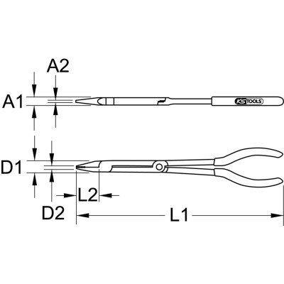 Pince Demi-Ronde À Double Articulation, L. 340Mm