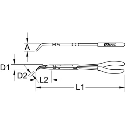 Pince À Bec Coudée À 45° À Double Articulation, L. 335Mm