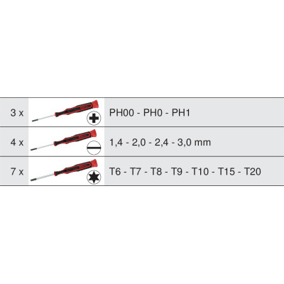 Coffret De 14 Tournevis Électroniques Fente, Phillips® Et Torx®
