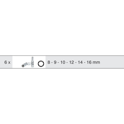Module De 6 Douilles À Bougie Articulées 3/8'' 6 Pans, 8 À 16 mm