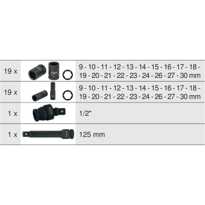 Coffret De Douilles 1/2'' À Chocs Courtes Et Longues, 40 Pièces