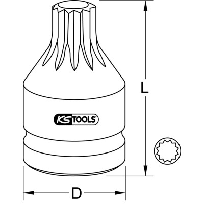 Douille Tournevis À Chocs Longue 1/2'' Xzn®, M16 - L. 43 mm