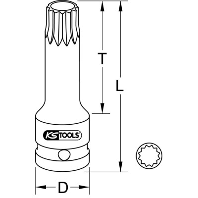 Douille Tournevis À Chocs Longue 1/2'' Xzn®, M18 - L. 75 mm