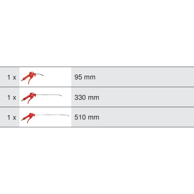 Jeu De 3 Soufflettes Avec Buse 95 mm - 330 mm - 510 mm - Raccord 1/4''