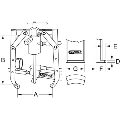 Extracteur universel à 2 griffes utilisation avec vérin hydraulique, 1000x700x50 mm
