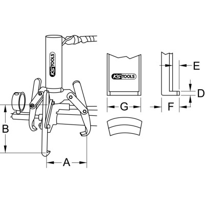 Extracteur Universel À 3 Griffes Utilisation Avec Vérin Hydraulique, 350X250X10