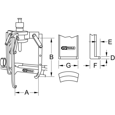 Extracteur Universel À 3 Griffes Utilisation Avec Vérin Hydrau, 500X440X15 mm