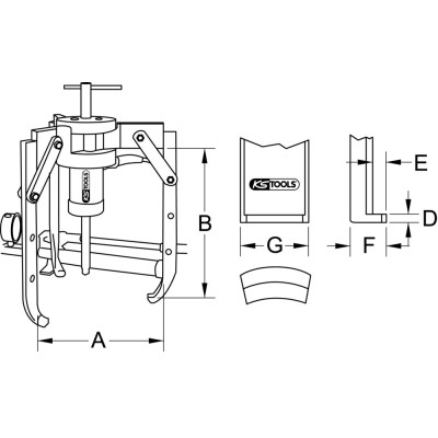 Extracteur Universel À 3 Griffes Utilisation Avec Vérin Hydrau, 500X270X20 mm
