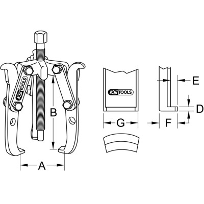 Extracteur Universel À 2 Et 3 Griffes 1,2 T, 120X150 mm