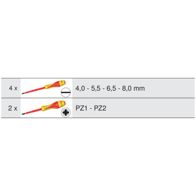 Module De Tournevis Isolés 1000V Ultimate Fente - Pozidriv®, 6 Pièces