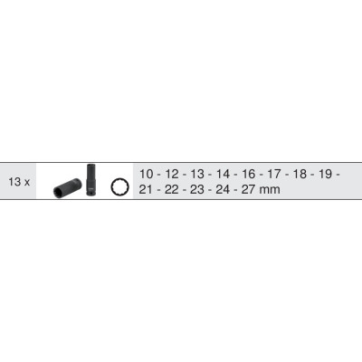 Module De Douilles Longues À Chocs 1/2'' 12 Pans, 13 Pièces