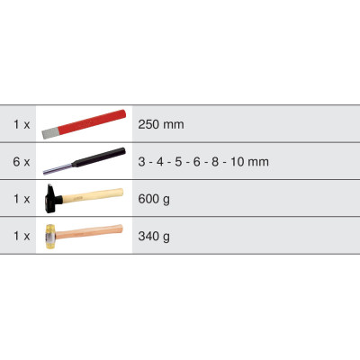 Module D'Outils De Frappe Manche Bois, 9 Pièces