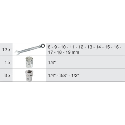 Module de clés mixtes à cliquet réversible GEARplus® avec adaptateurs, 16