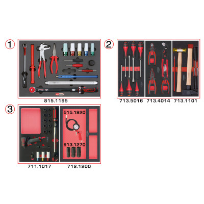 Composition D'Outils Spéciale Roue Pour Servante, 60 Pièces