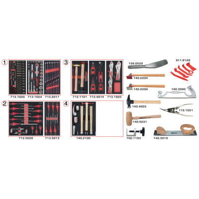 Servante ULTIMATE 5 tiroirs avec composition d’outils pour la carrosserie, 166 pièces